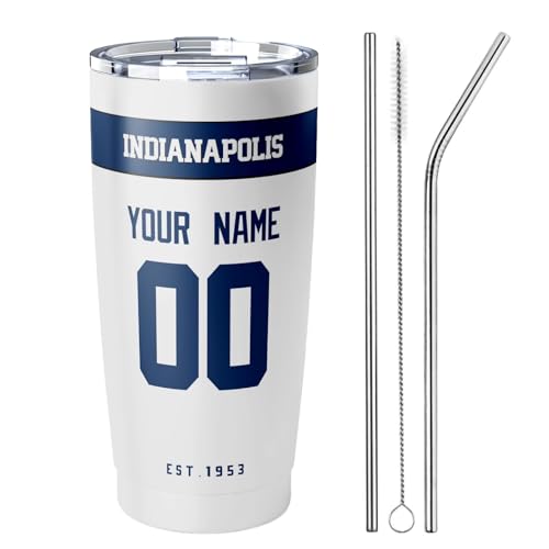 Image of ANTKING Indianapolis Tumbler 20 oz Travel Coffee Cup Custom Name Number for Men Women Boy Gifts