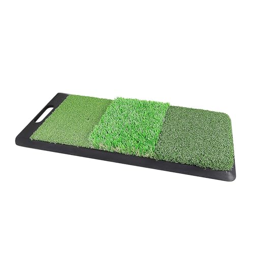 SOUUXIU 3-in-1 Golf Hitting Mat Tri-Turf Golf Practice Mat Non-Slip Golf Training Mat with Handle