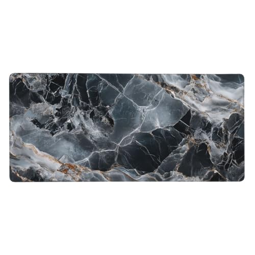 Alfombrilla ratón negro y mármol elegante con base de goma de alta densidad