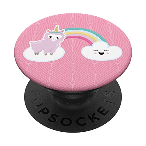 Cute Llama Unicorn Llamacorn Rainbow Kawaii Pink Girl PopSockets PopGrip: Swappable Grip for Phones & Tablets
