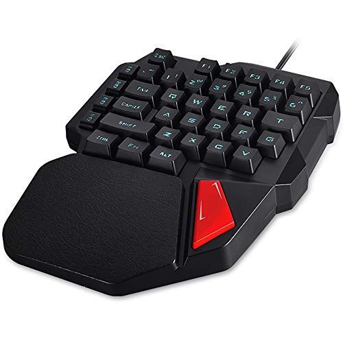 HL con Una Sola Mano del Juego Teclado Mecánico con Cable 38 Teclas con Retroiluminación LED De 3 Colores Multimedia USB Ergonómico con Una Sola Mano Pequeño Teclado para Juegos