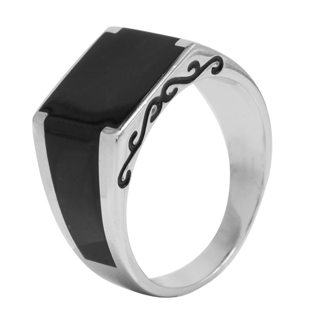 Rihi By P.C. Chandra Jewellers 925 Sterling Silver EterKnight Black Top Ring for Men | BIS Hallmarked | With Certificate of Authenticity and 925 Stamp|Gifts for Men and Boys-image-23