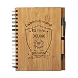 Planetacase - Cuaderno de Notas el Mejor biologo del Mundo - Libreta de Madera Natural con...