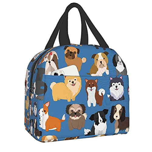 Duduho Cute Dog And Puppy Animal Set Lunch Bag Compact Tote Bag Reusable Lunch Box Container For Women Men School Office Work #TOP9