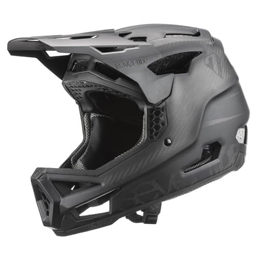 7iDP Project 23 Carbon Full Face Mountain Biking Helmet, Black & Raw Carbon (Large)