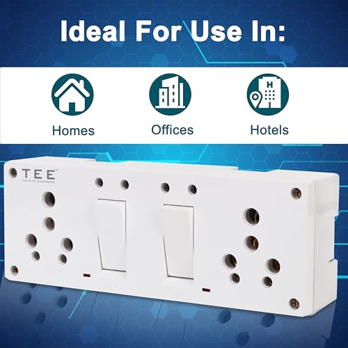 Image of Combined Box 16 Amp with Universal Socket, Master Switch, LED Indicator & Safety Shutter | 240V Power Utility Box for Home, Office & Appliances | with 6 Month Warranty
