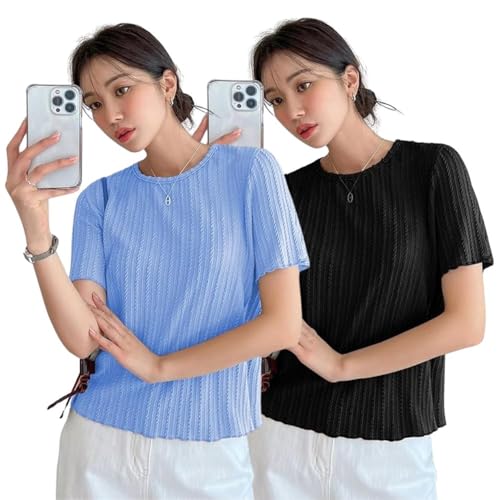 Image of GRECIILOOKS Women's Poly Cotton Regular Fit Crop Top, Loose Fit Oversized Shirts & Stylish Korean Tank Tops for Summer Wear (Available in Plus Size)