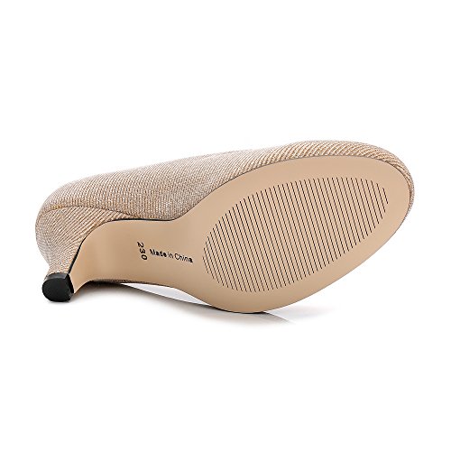 Women's Round Toe Low Kitten Heel Slip On Dress Pump Gold Glitter Tag 36 - US B(M) 6.53