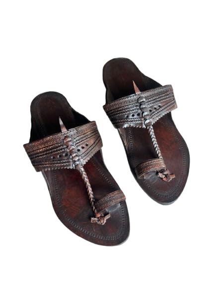 Brown Single Strap Kolhapuri Chappal-image-36