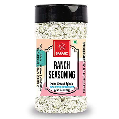 SARANZ Ranch Mix Exotic Seasoning Perfect for Snacks, Appetizers, Savouries|Ranch Mix with Fresh Ingredients For Dressing | Aromatic and Flavoured Vegan Seasonings |Used Ranch Mix Seasoning in Sauces, Marinades, Dressing, Snacks-100 Grams Sprinkler Jar