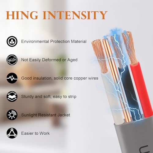 Image of 14 /3 UF-B Wire - 100FT 100% Pure Copper 14AWG 3 Connector Direct Burial Electrical Cable 14 Gauge for Underground Feeder Wet or Corrosive Locations Indoor & Outdoor etc