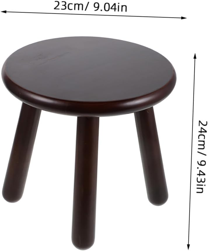 Multi-Functional Round Step Stool 9.5" Walnut Wood Four-Legged Small Sitting Stool Portable Kitchen Bathroom Plant Stand