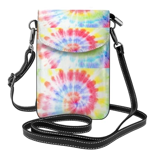 Sac bandoulière téléphone femme en cuir PU imprimé spirale arc-en-ciel