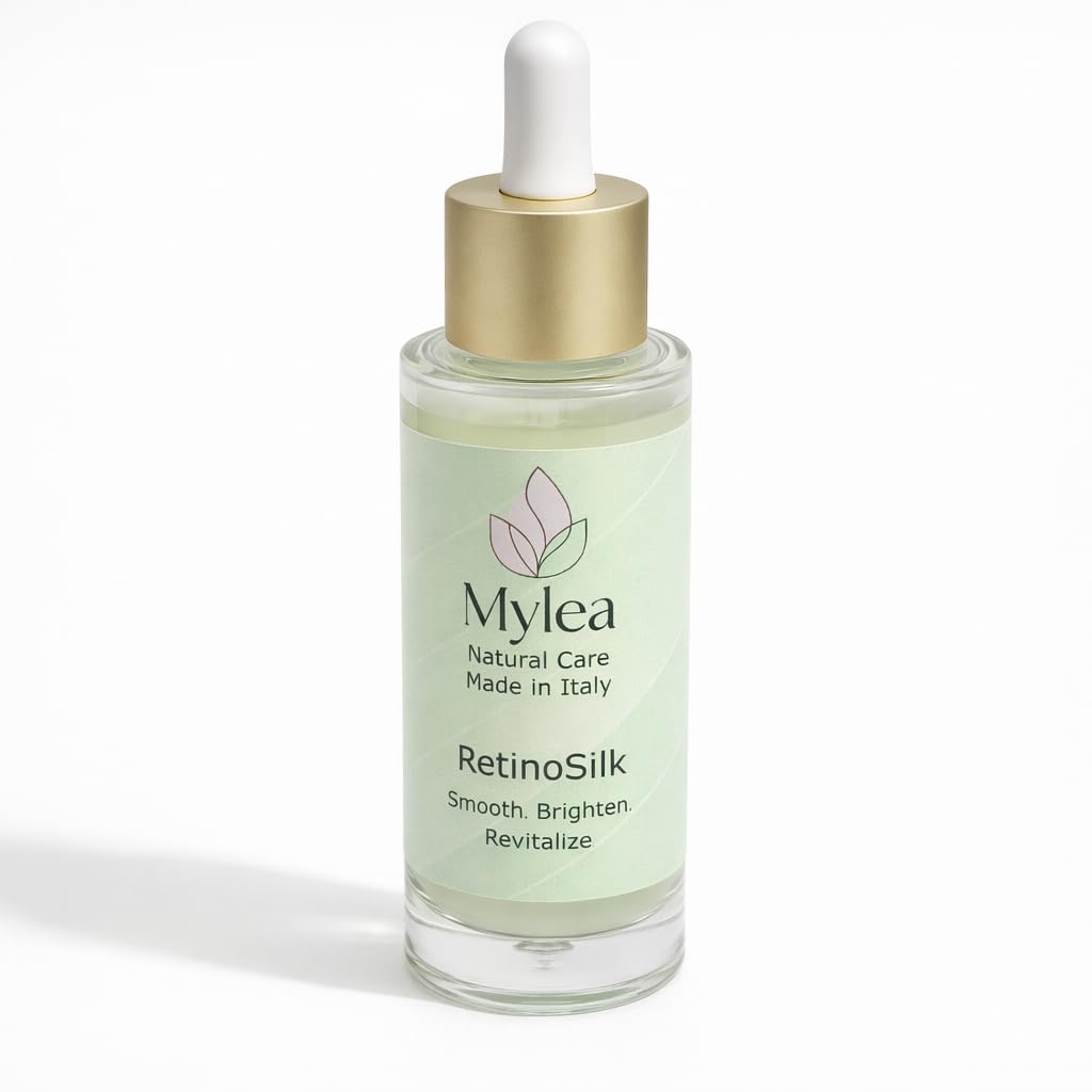 Mylea RetinoSilk | Siero Viso 30ml, no parabeni | Retinolo, Niacinamide, Vitamina C ed E | Texture leggera, assorbimento rapido | Ideale per rughe, pori dilatati, antiage | Made in Italy