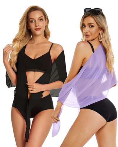 Image of CHICGAL 2 Pieces Women Beach Sarong Bathing Suit Wrap Skirt Sheer Bikini Swimsuit Cover Ups for Swimwear