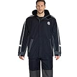 Vordertaschen mit Sturmklappe und D-Ring; Ärmel und Kragen haben eine 3M retroreflektierende Paspelierung. An den Ärmeln, Schultern und an der Kapuze befinden sich Patches aus retroreflektierendem Kunststoffmaterial. Es ist ein Aufhängeband eingenäht knapp unterhalb des Kragens, um das Aufhängen an einem Haken zu ermöglichen.