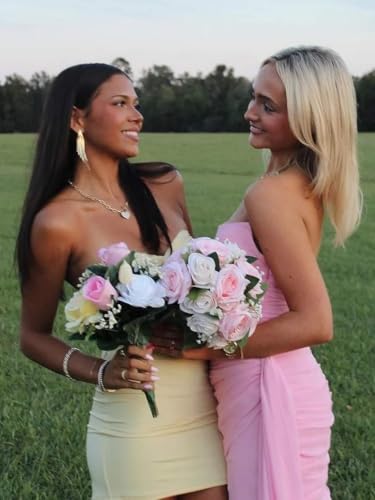 Strapless Satin Ruffles Homecoming Dresses for Teens 2025 Cut Out Mini Cocktail Graduation Dress3