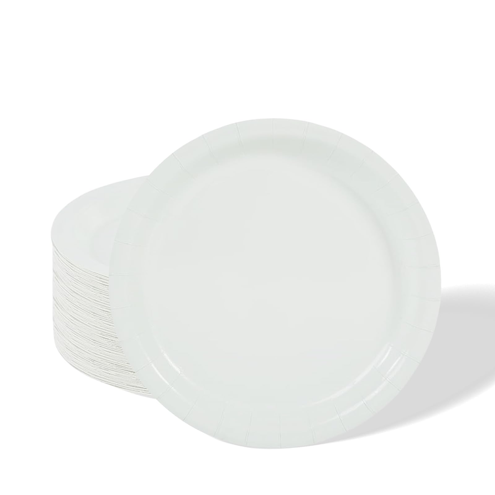 Mienocol 32pcs White Paper Plates,9 inch Disposable Tableware Party Plates Solid Colour Paper Plates Round Dinner Plates for Birthday,Wedding,Picnic, BBQ,Bar,Restaurant and Party Supplies Table Décor — image 1