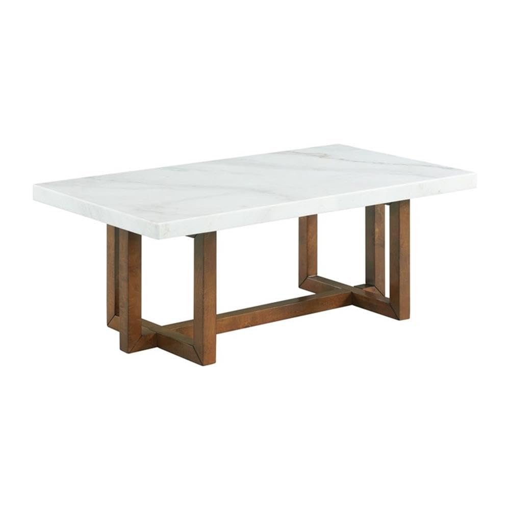 Marble-Top Rectangular Coffee Table in White