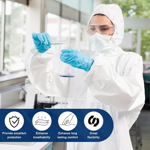 CAREGY 2 Pack Hazmat Suits Disposable Protective Coveralls, Heavy Duty Full Body Painters Suit for Men & Women with Elastic Wrists, Ankles and Hood, Available in 4 sizes-2X-Large - 4
