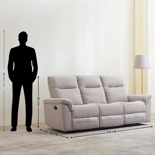 Image of Home Centre | Artise | Fabric | Solid Wood | 3 Seater Recliners | Beige | 1 Year Warranty