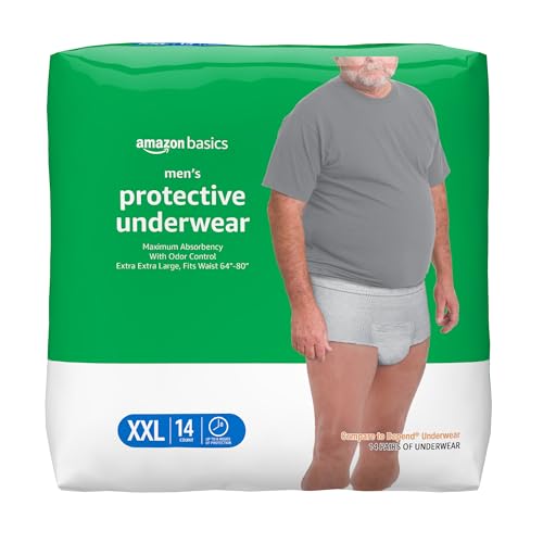 Amazon Basics Incontinence Underwear for Men, Maximum Absorbency, 2X-Large, 14 Count (1 Pack)