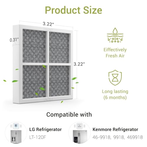 Image of 3-PACK LT120F Refrigerator Air Filter Replacement | Compatible with LG LT120F, Kenmore Elite 46-9918 469918 9918, Replaces ADQ73214402 ADQ73214403 ADQ73214404 ADQ73334008