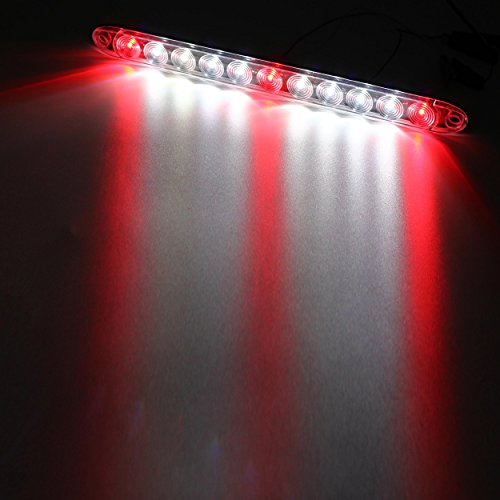Partsam 2Pcs 15" Red 3 Id Bar W/Reverse White Light 11 Led Truck Trailer Rv Clear Lens Submersible Super Thin Led Trailer Tail Light Bar #TOP2
