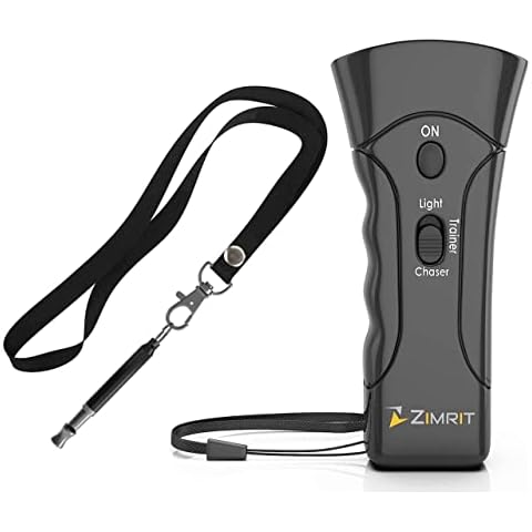 ZIMRIT Anti Barking Device & Dog Whistle - Ultrasonic Dog Stopper Bark Control Device - Multi Function Training Pet Handheld - No Bark Whistle Safe to Use Indoor Outdoor Cover