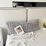 Extra langer Plüsch-Kissenbezug für Sofa und Bett, dekorativer Nackenrollenbezug, 150 x 48 cm, Grau