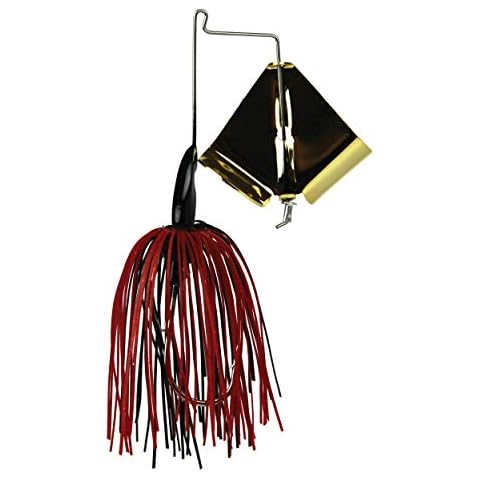 Tackle HD 1/2 Oz Worldwide Gold Buzzer Fishing Bait, Buzz Bait with Mustad Ultra Point Fishing Hook and Pro Series Skirt, Top Water Bass Fishing Lure for Freshwater, Black/Red (Gold Blade) Cover
