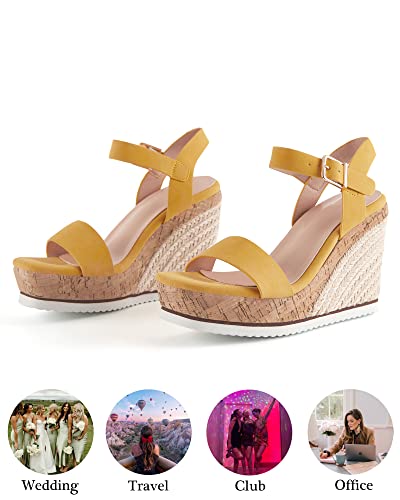 Image of Coutgo Women's Espadrille Wedge Platform Sandals Open Toe Ankle Buckle Strap Casual Summer Shoes