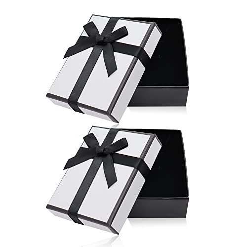 2Pcs Small Gift Boxes 9x7x3cm Jewellery Gift Box with Lid Ring Earrings Necklace Bracelet Gift Boxes Small Paper Boxes for Gift Present (Black)