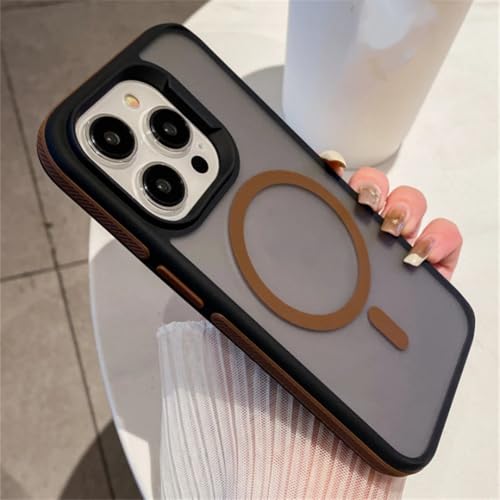 Chargement sans fil coque iPhone 15 Pro magnétique translucide mate marron