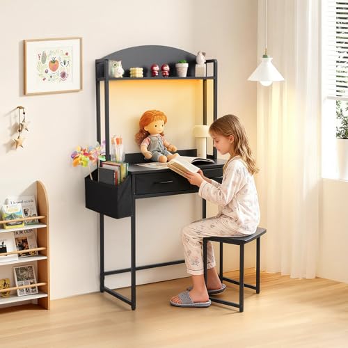 31.5" Small Vanity Desk with Storage, Power Outlets and 2 Fabric Drawers - image 9