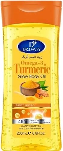 Dr Davey Turmeric Oil, Dr Davey Omega 3 Turmeric Glow Body Oil, 200ml, 48-Hour Moisture,