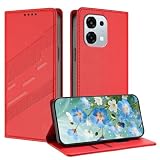 TAUYN Cover Custodia Folio in Pelle per Oppo A6 Pro 5G/4G, Premium PU/TPU Pelle Flip Antiurto Wallet Case, con Supporto & Porta Carta. Rosso