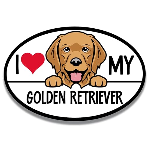 Magnet Me Up I Love My Golden Retriever Magnetic Car Decal, 4x6 Inches Oval, Dog Lover Gift for Breed Enthusiasts, Family Dog, for Car, Fridge, and Any Magnetic Surface, Crafted in USA