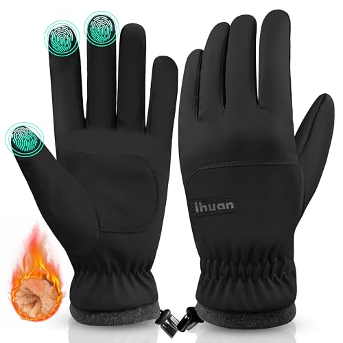 ihuan Winter Waterproof Ski Gloves Men Women, Snow Warm Cycling Cold Weather, Driving Biking Running