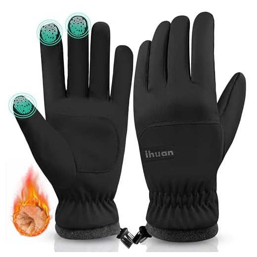 ihuan Winter Waterproof Ski Gloves Men Women, Snow Warm Cycling Cold Weather, Driving Biking Running