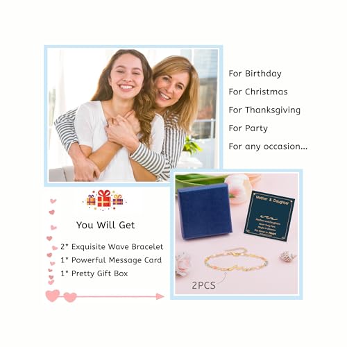Image of Matching Mother Daughter Bracelets for 2 Daughter and Mother Jewelry for Daughter Gifts From Mom, Inspirational Jewelry for Daughter Mother Gift