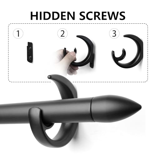 Modern Adjustable Curtain Rod Set 16 to 120 Inches, Sleek Window Rod for Bedroom, Living Room, Black — view 6