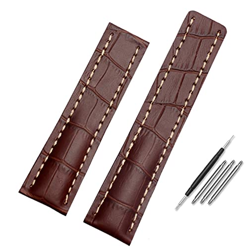 Bracelet de montre 24mm cuir de vache véritable agate résistant pour éviter l'usure prématurée