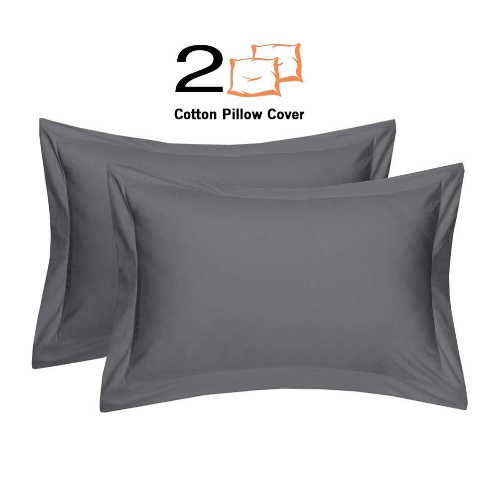 Dark Gray Cotton Pillow Covers - Set of 2 -2