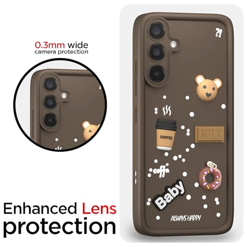 Image of Pikkme Back Cover for Samsung Galaxy A36 5G | Cute Fun Cartoon 3D Bear Silicone Full Body Protection Bumper Case (Brown)