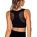 Snailify Women's Sports Bra High Impact Full Coverage Long Line Crop Tank Top - Yoga Gym Running Workout Bra Black
