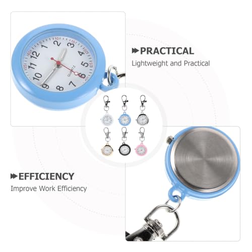 Reloj de bolsillo para enfermeras Cabilock: 6 piezas de acero inoxidable con cuarzo y luz. 3