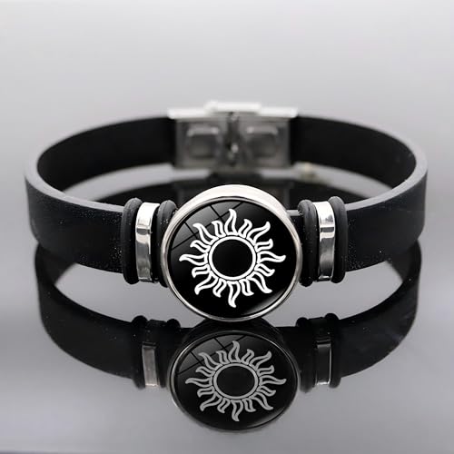 Image of 2pcs Sun And Moon Bracelet, Couple Bracelet Long Distance, Sun and Moon Bracelet for Romantic Partners,Without Vibration and Lighting Function Couple Bracelet Long Distance, Best Friend , Black