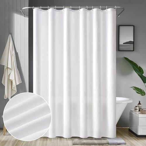 MIULEE Cortina de Ducha 180 x 200 cm Cortinas de Baño de Poliéster Tela Impermeable Antimoho Secado Rápido Lavable Cortina Baño Blanco con 12 Ganchos