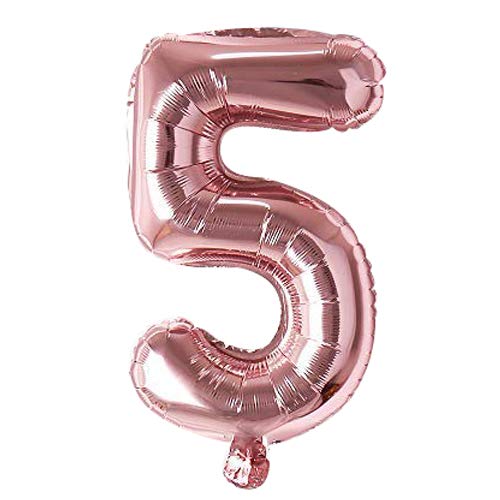 Image of Rozi Decoration Foil 16? Inch Rose Gold 5 Number Balloon For Birthday Decorations | 5Th Anniversary Decoration Items | 5 Balloon Number For Birthday Parties Pack Of 1 Pcs